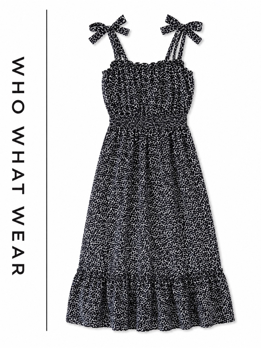 Who What Wear Black/Navy Abstract Print Tie Strap Maxi Dress Size Medium E